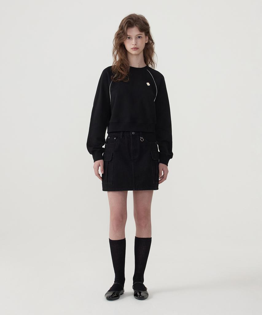 COVERNAT WOMAN Cargo Denim Mini Skirt Black