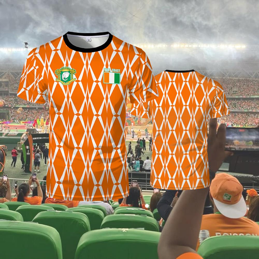 Baibao QIQI 2025 Nieuw Ivoorkust Thema T-shirt Outdoor Sport Ademend Sneldrogend Jersey Unisex Afrika Cup of Nations Fan Jersey XS