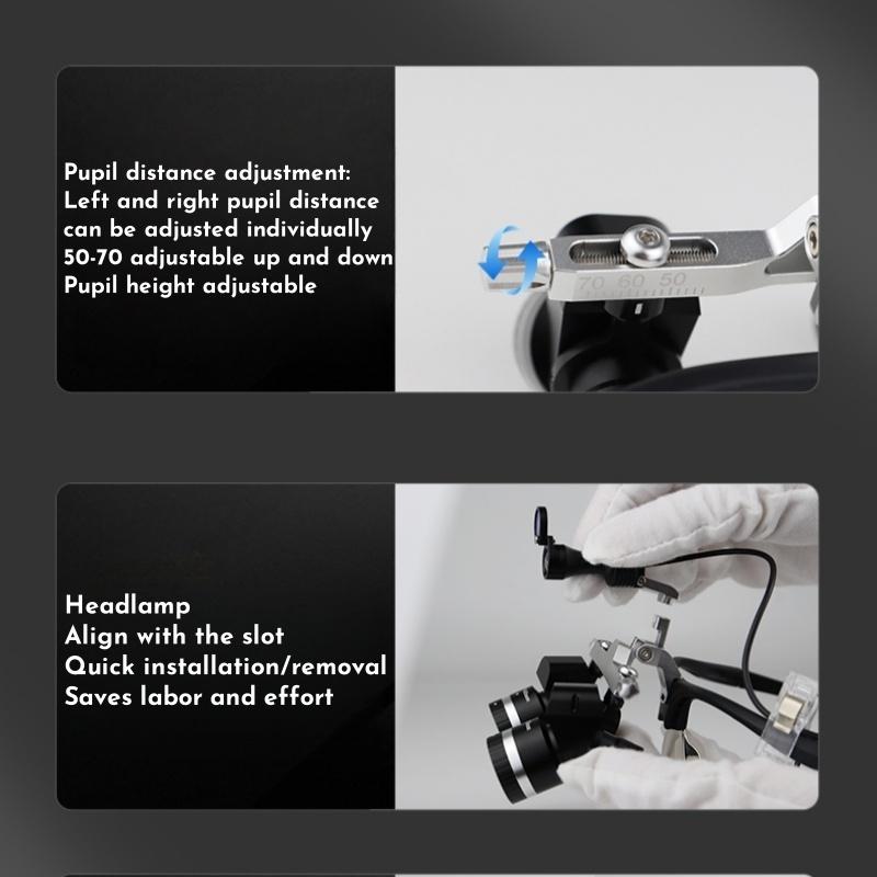 Lupe Dentare Wireless cu Far de 5W Mărire Ajustabilă 3.5-5.5x Ochelari Măritori Chirurgicali