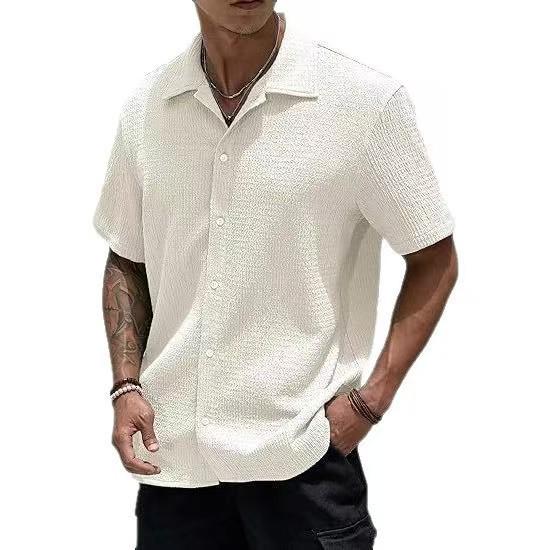 2026 European Summer Men's Fashion Short Sleeve Casual Button-up Shirt