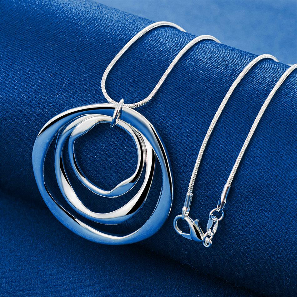 925 Sterling Silver 16-30 Inch Exquisite Circular Pendant Necklace for Women's Fashionable Wedding Jewelry Gifts