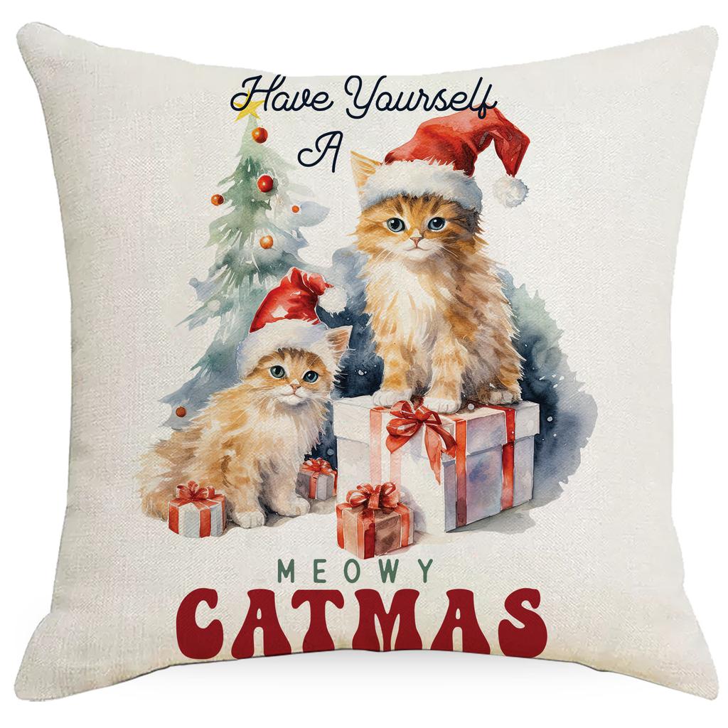 Christmas Cat Pillowcase Sofa Decoration Pillowcase Nordic Simple Modern Christmas Day