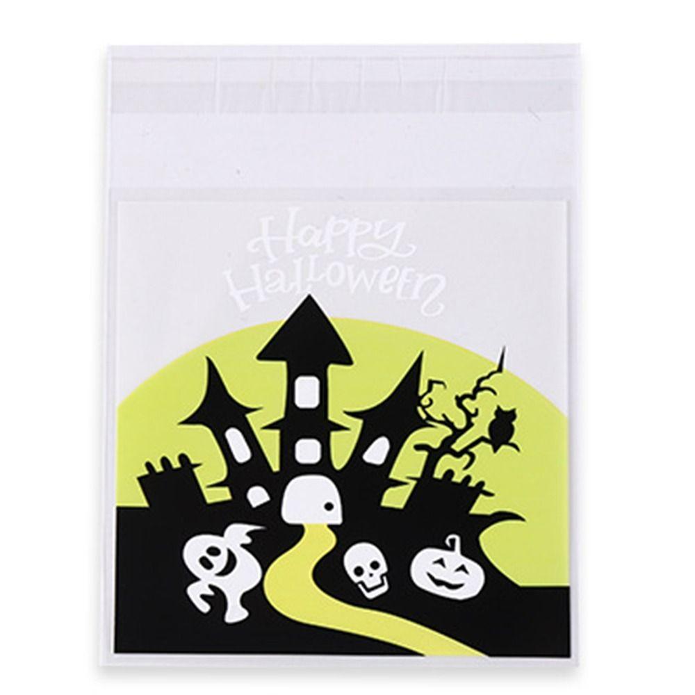 100Pcs/Set 4 Pattern Halloween Candy Bags Self-Sealing Pumpkin Ghost Bat Gift Bags  Kids