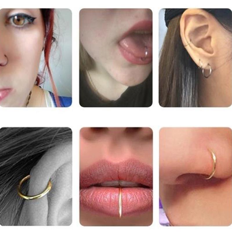 40/60Pcs Women Nose Piercing Ring Steel Silver Surgical Hoop Cartilage Stud