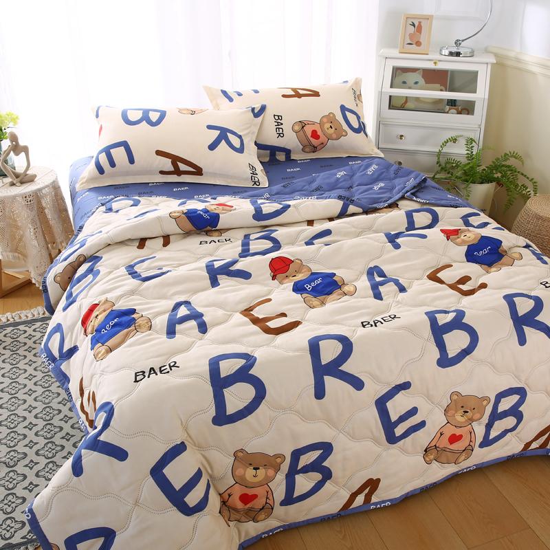 Daisy Printed Quilted Summer Quilt Soft Breathable Single Double Blanket Washable Thin Comforter with Pillowcase