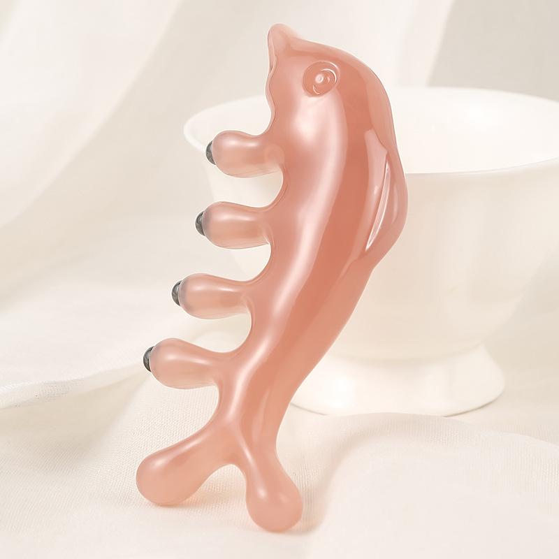 

Magnetic Therapy Dolphin Massage Comb Head Massager Meridian Scraping Scalp Massage Spa Body Home Health Therapy Tool рожевий