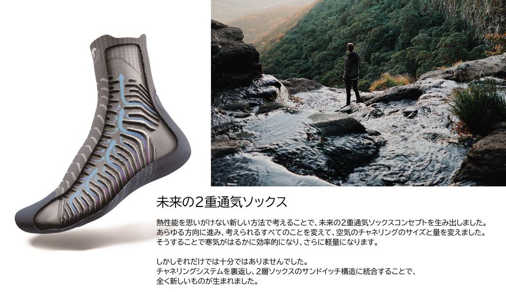 [Thermic] Trekking Temperate Socks, Gray/Navy, Sizes 39/41 (24.5-26.0cm)