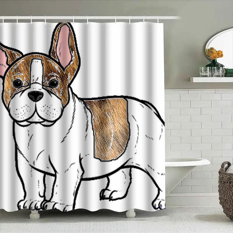 Creative Cartoon Dog Bath Shower Curtain Decorate Your Bathroom With This Adorable French Bulldog Print Perfect For Pet Lovers