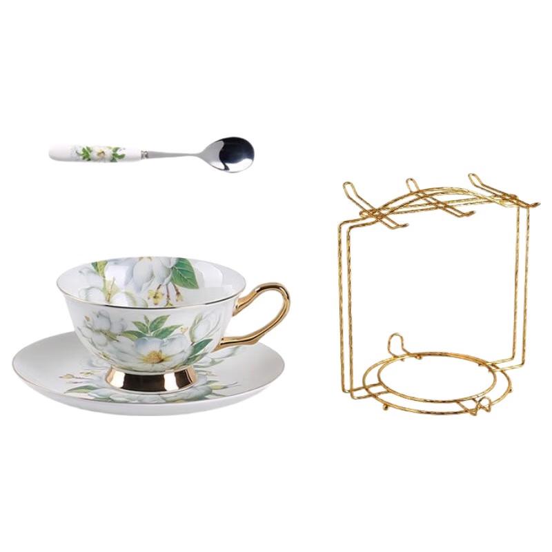 English Ceramic Latte Art Coffee Cup and Saucer Set