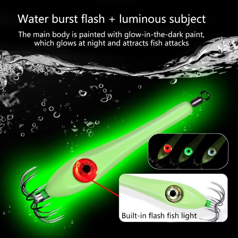 Shrimp Prawn Hooks Auto Glow Squid Hook Saltwater Luminous Fishing Squid Lures