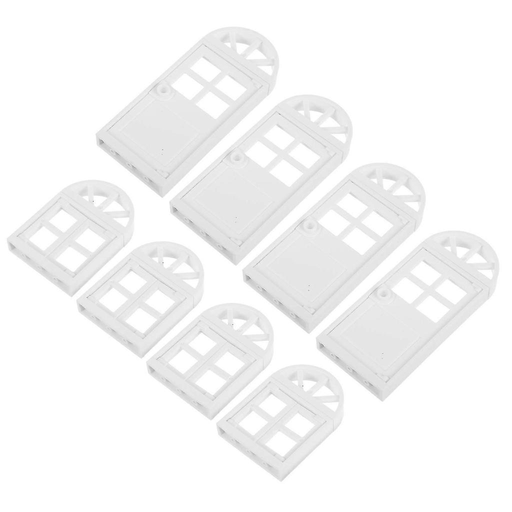 Miniature Dollhouse Building Model Plastic Window and Door Accessories 8Pcs