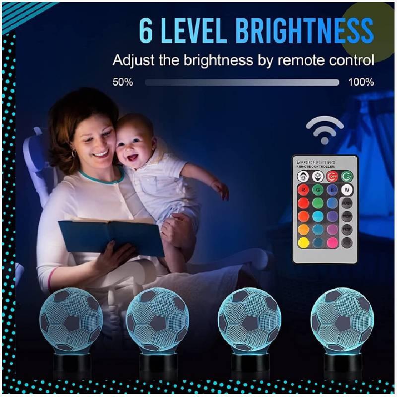 Night Led 3d Light Football Desk Lamp Illuminating Lights 7 Color Remote Gift