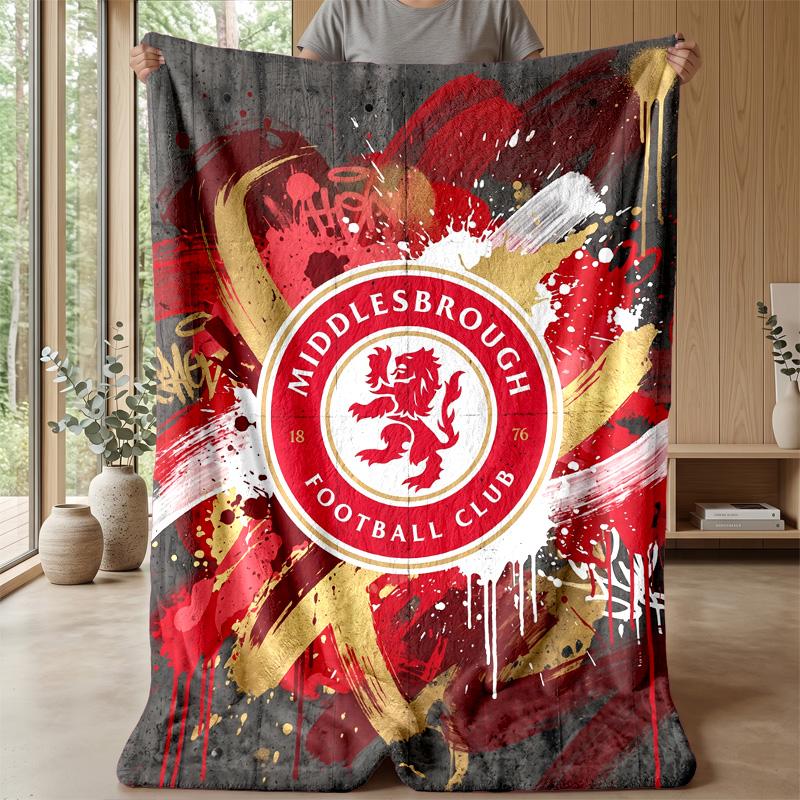 Middlesbrough FC Coperta Morbida in Pile di Flanella Leggera Accogliente Calda Plaid per Divano Letto Decorazione Casa