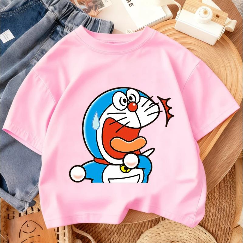 2026 Summer Boys and Girls Street Fashion Children s Casual T-Shirt Doraemon Cute Kawaii Print 100
