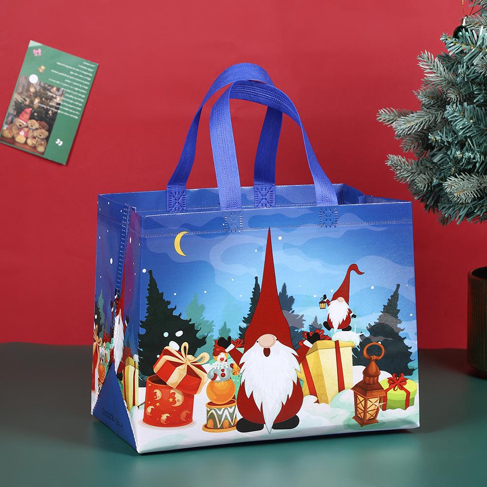 

Сумка для рождественских подарков, нетканый многоразовый упаковочный мешок для праздничных угощений, для рождественской вечеринки и новогодних подарков синий