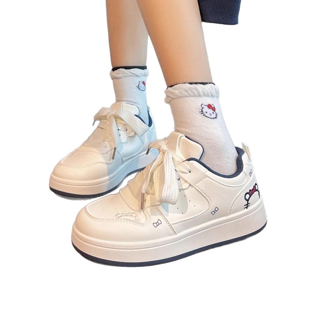 Niedliche Kätzchen kleine weiße Schuhe Damen 2025 neu Frühling und Herbst Koreanische Version Brotschuhe Student lässig vielseitige Board-Schuhe Damen