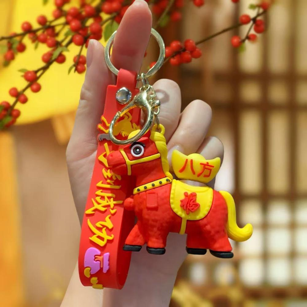 Cartoon Horse Keychain Rotating Pony Doll Zodiac Pony Bag Hanging  Year of The Horse