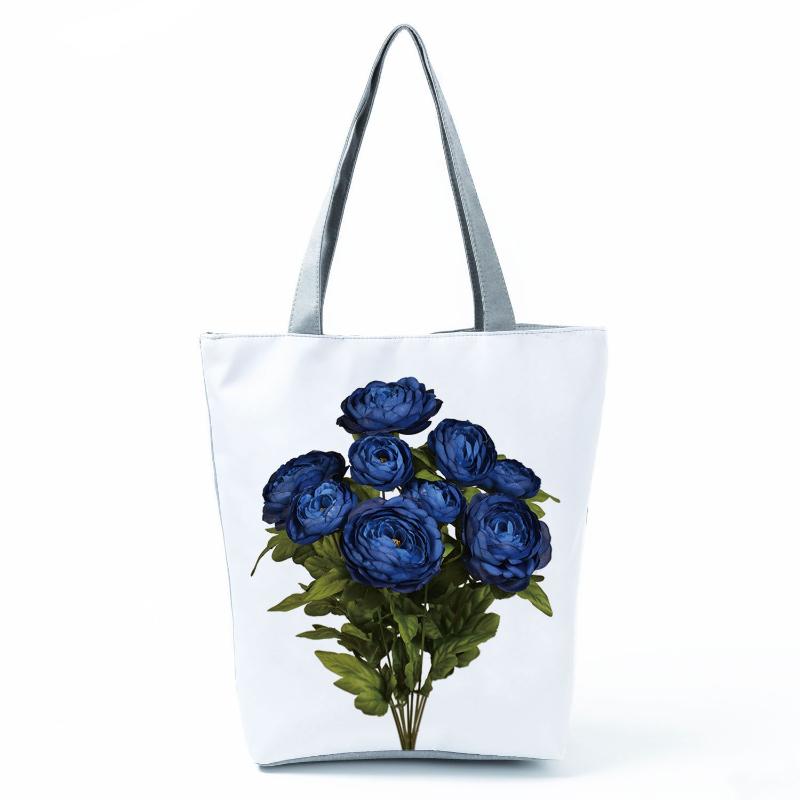 High Capacity Shoulder Bag Shopping Bags Bright Colors Floral Print Handbag Casual Travel Multi Functional Beach Bag Commuting Tote Bag