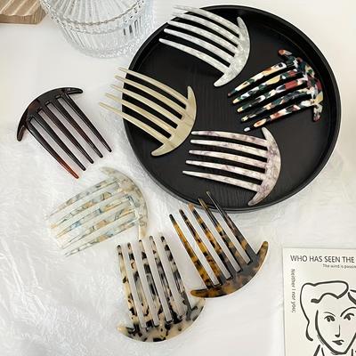 1 pezzo Elegante Pettine per Capelli in Acido Acetico Ispirazione Vintage, Pettine Laterale Antistatico a 5 Denti per Capelli con Texture Normale e Rilassata