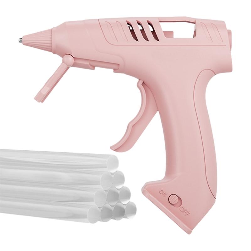 

Бездротові пістолети для гарячого клею Акумулятор 2000 мАг Швидкий попередній нагрів 1,5 години роботи Силіконове ізольоване сопло Включає 10 преміальних стрижнів рожевий