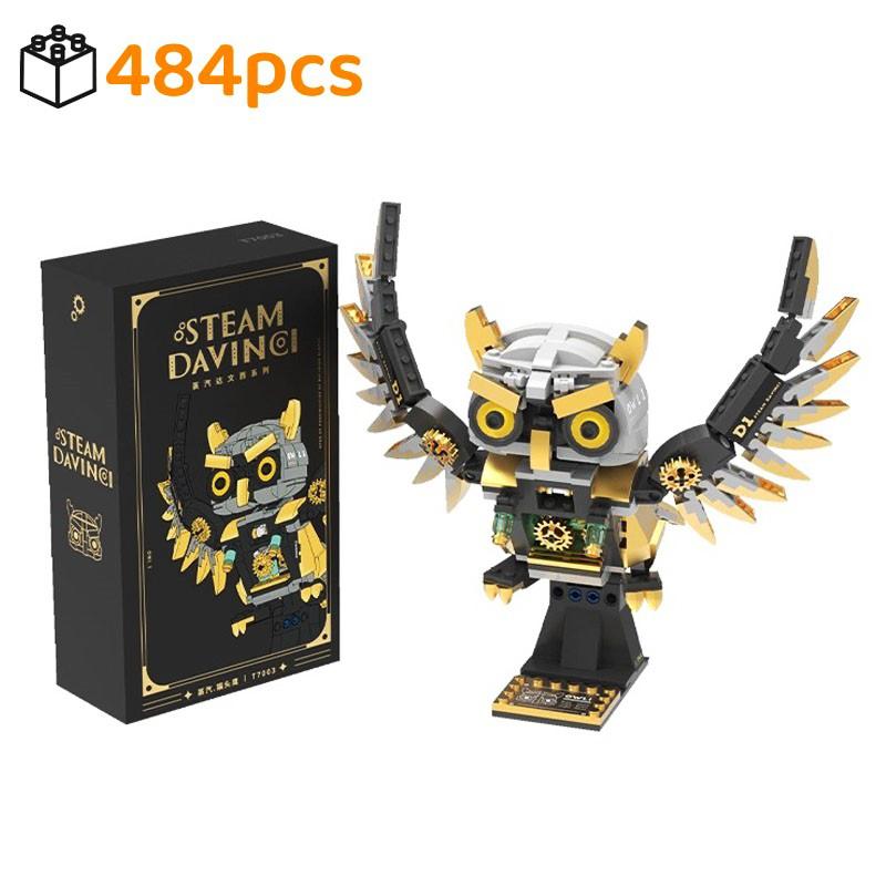 Cute Mechanical Owl Building Blocks Model Kit, New 484Pcs 3D Gear Swinging Flying Bird With Base Stand, STEM Toy