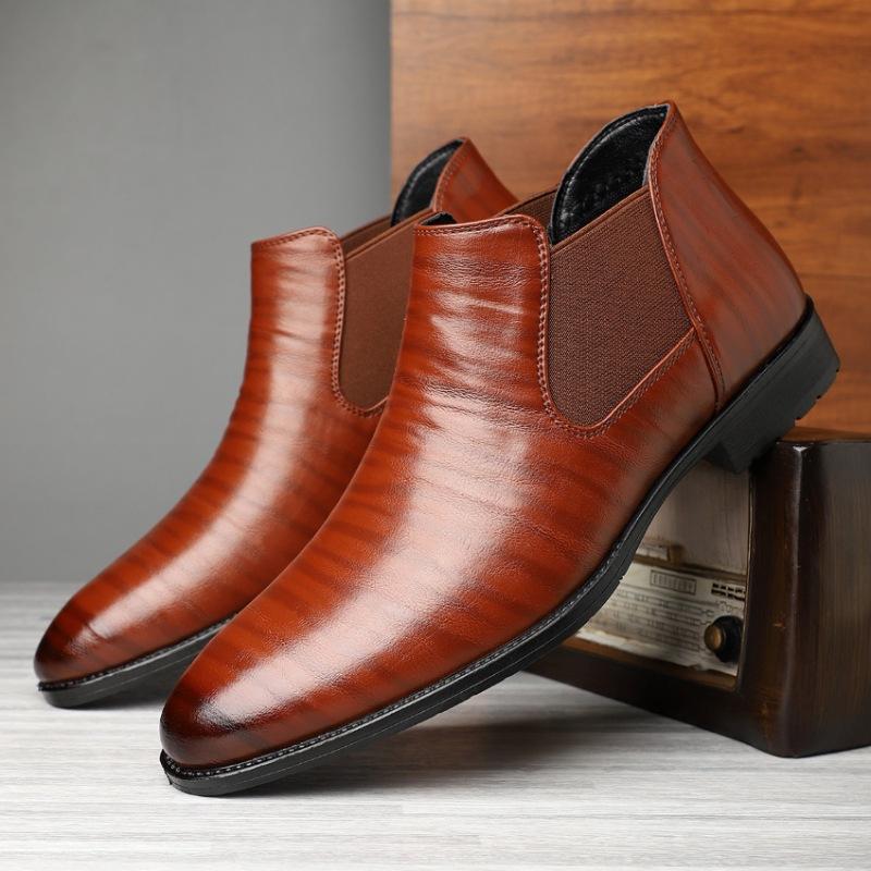 Herrenstiefel Hochwertige Pointe Lederstiefel Mode Lässige Stiefelette Klassische Bürokleidung Botas Business Lederstiefel für Herren