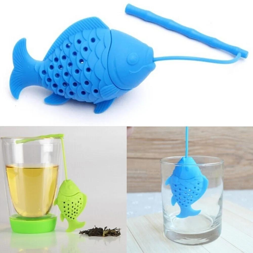 Fun Cartoon Tea Accessories High Quality Fish Shape Tea Strainer Food Grade Silicone Loose-leaf Tea Infuser Filter Diffuser