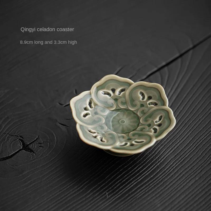 

Chinese Retro Ceramic and Celadon Saucer Coaster Yue Kiln Celadon Cup Saucer Tea Mat Household Kung Fu Tea Ceremony Utensil