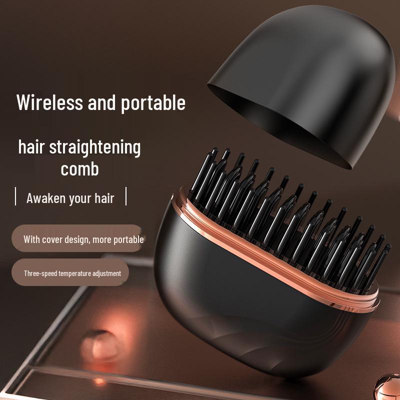 Wireless Charging Hair Straightening Brush and Styling Comb for Long Hair