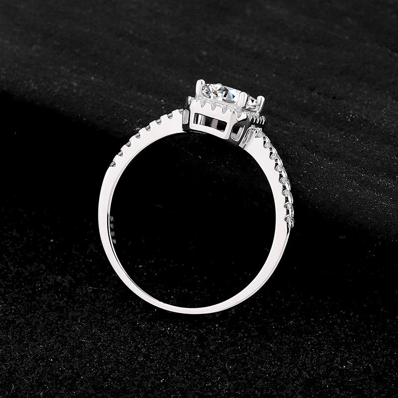 Sterling Silver Women's Ring with 1 or 2 Carat Moissanite Sugar Cube Design