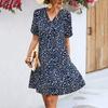 Women Summer Casual Short Sleeve Leopard Printed One Piece Dress