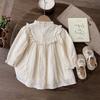 Spring And Autumn Girls' Dress Stylish Baby Dress Children'S Unique Lace Trim Hollow Princess Dress