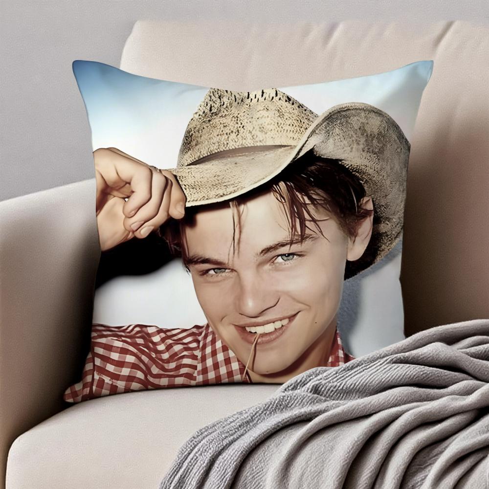 Handsome Actor lLeonardo DiCaprio Cushion Cover Pillowcase Antidustmite Invisible Zipper Short Plush Sofa Cushion