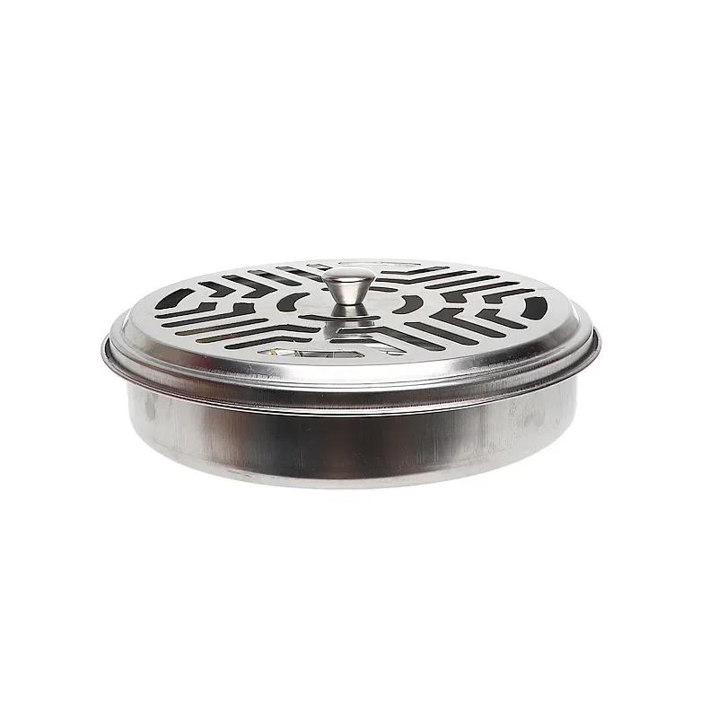 

Stainless Steel Mosquito Incense Box with Lid Hollow Design Mosquito Coil Holder Indoor Outdoor Fireproof Mosquito Incense Tray срібний