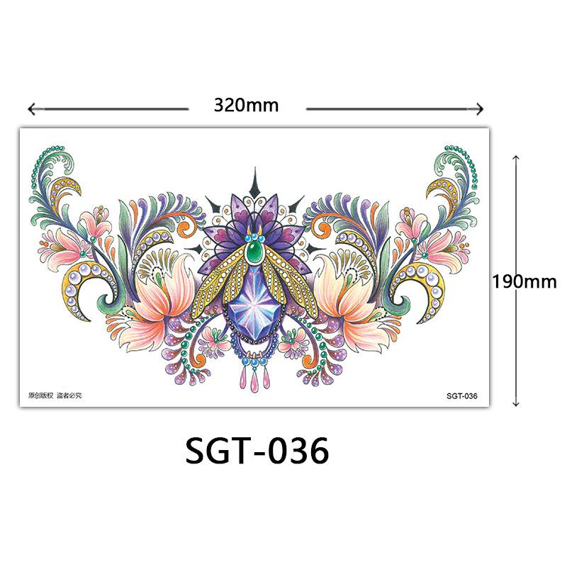 Flower Chest Tattoo Sticker, Chest Tattoo Sticker, Color Half Nail Large Picture Tattoo Sticker