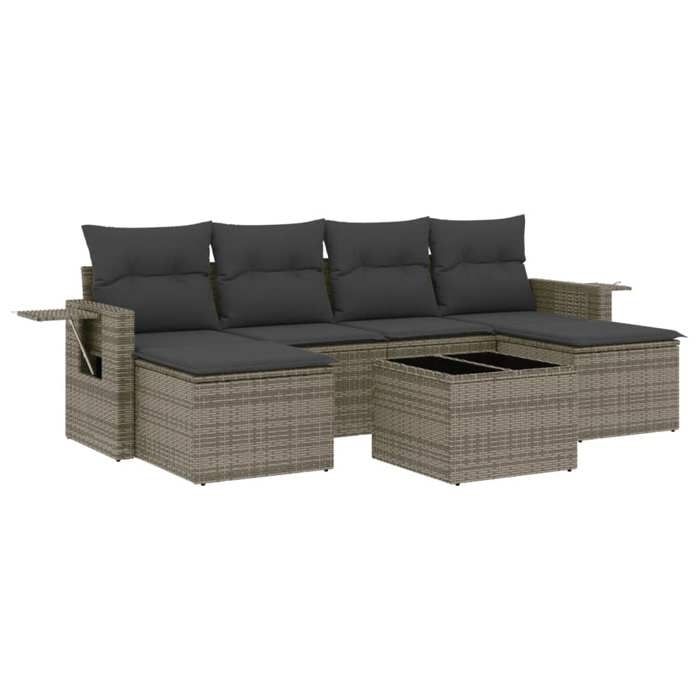VidaXL Garden Lounge Set with Cushions 7 Pcs, Patio Sofas, Patio Furniture Set, Outdoor Furniture, Grey 3252867