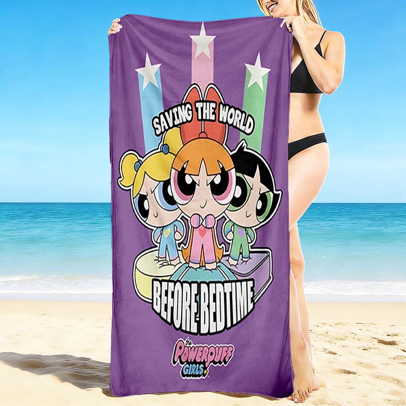 1Pc Powerpuff Girls World Beach Towel, Quick Dry, Multi-Use for Beach Pool Gym Yoga Home Travel, Christmas, Halloween, Xmas Gift M929144