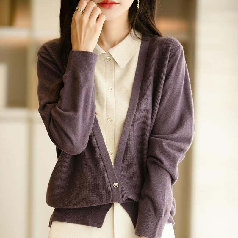 POLO Límec Knitwear Podzim a Zima Dámské Niche francouzské volné krátké topy s dlouhým rukávem