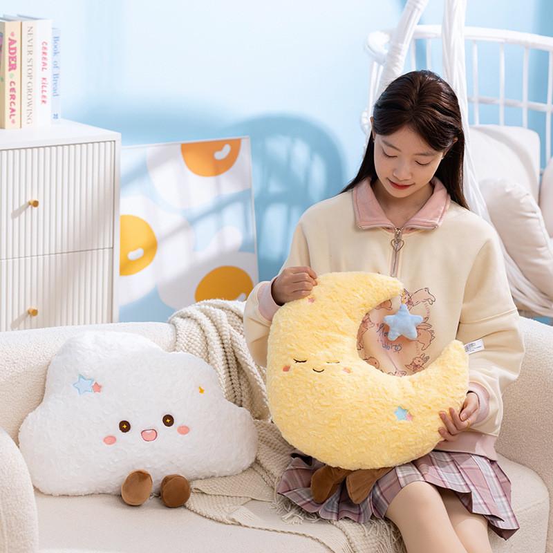 Cloud Sun Star Plush Pillow With Pp Cotton Filling For Kids And Teens Comfort