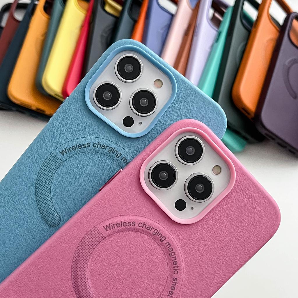Skórzane etui do bezprzewodowego ładowania Magsafe iPhone 15 14 13 Pro Max 12 13 Pro 14 Pro iPhone14 odporna na wstrząsy obudowa telefonu Capa