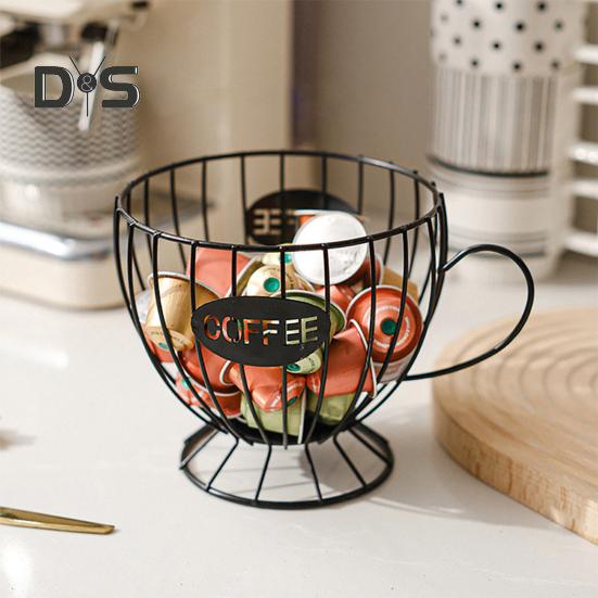 Coffee Pods Holder Counter Organizer with Handle Spacious Capacity Quick Access Multi-Purpose Capsule Basket Coffee Bar Accessories