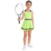 2-teiliges Sportkleid für Kinder, Mädchen, Träger, hinten überkreuzt, ärmellos, Buchstaben-Print, A-Linie, Kleid mit Shorts, Set für Fitnessstudio, Tennis