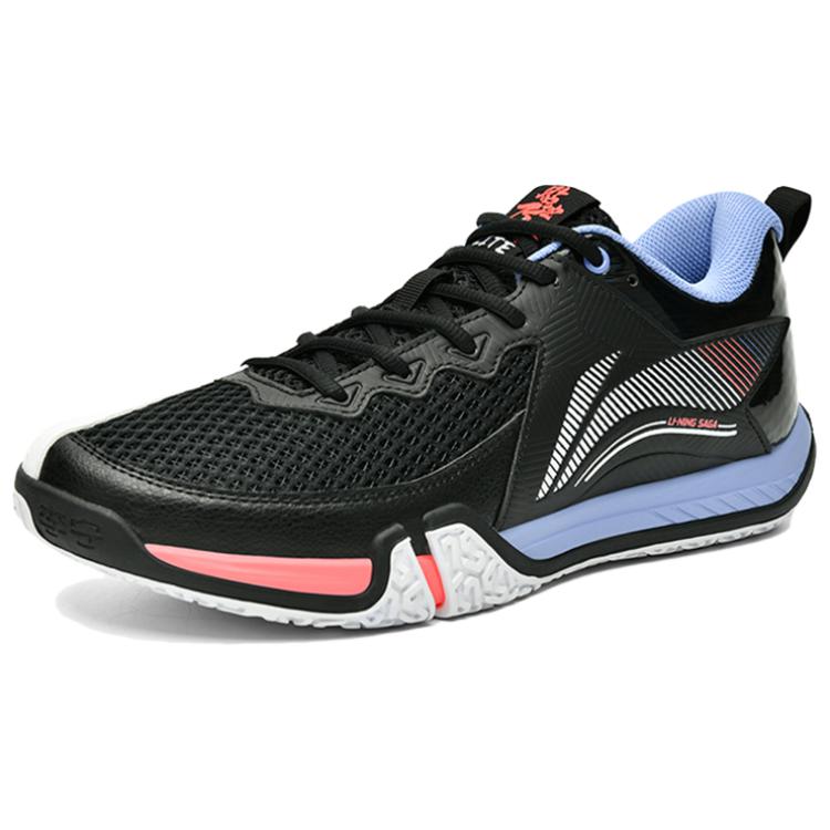 Li Ning Saga 2 Lite Rubber Breathable Low Top Badminton Shoes Unisex Black White AYTT003-1