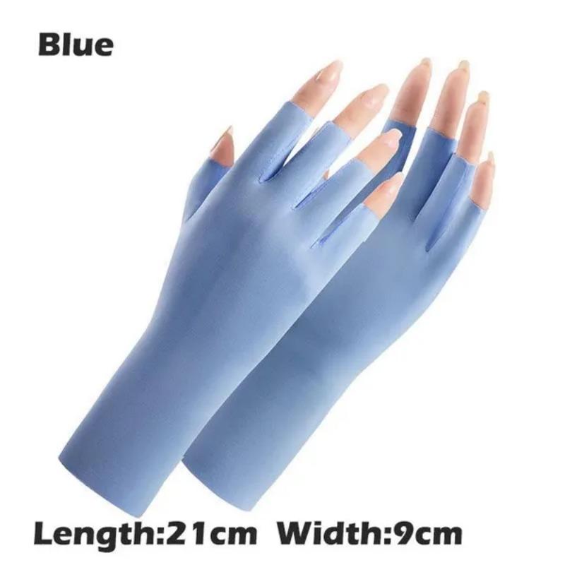 

1 Pair Sunscreen Fingerless Gloves Outdoor Driving Gloves Breathable Women Summer Gloves синій