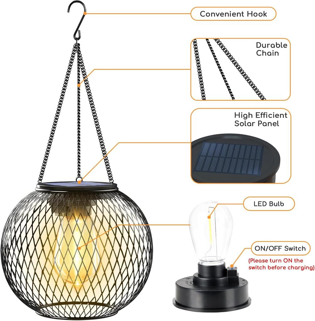 1/2PCS Solar Lantern Upgraded Hanging LED Solar Lights Outdoor Garden Decorative Lighting Solar Tree Lights for Garden Yard Path