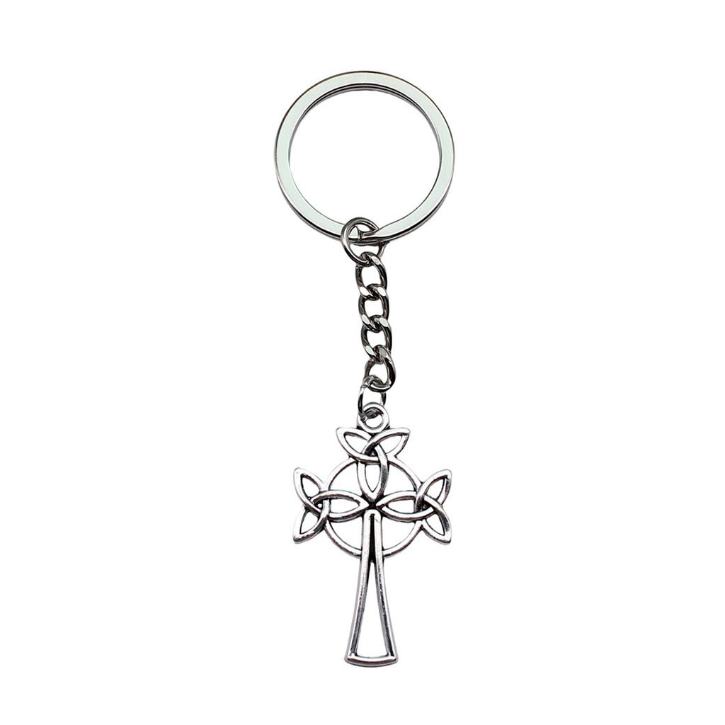 Celtic Knot Charm Hexagram Keychain Irish Amulet Key Ring 28mm Ring