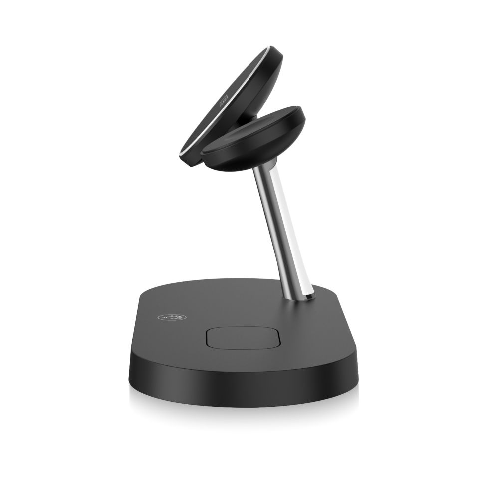 3-in-1 wireless charger for smartphone, smartwatch, and headphones with MagSafe - black