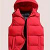 Herren Kapuzenweste Jacke, Baumwolle, Schwarz, Rot, Größen 0XL-5XL