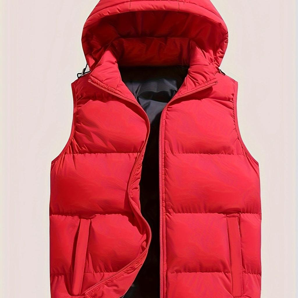 Herren Kapuzenweste Jacke, Baumwolle, Schwarz, Rot, Größen 0XL-5XL