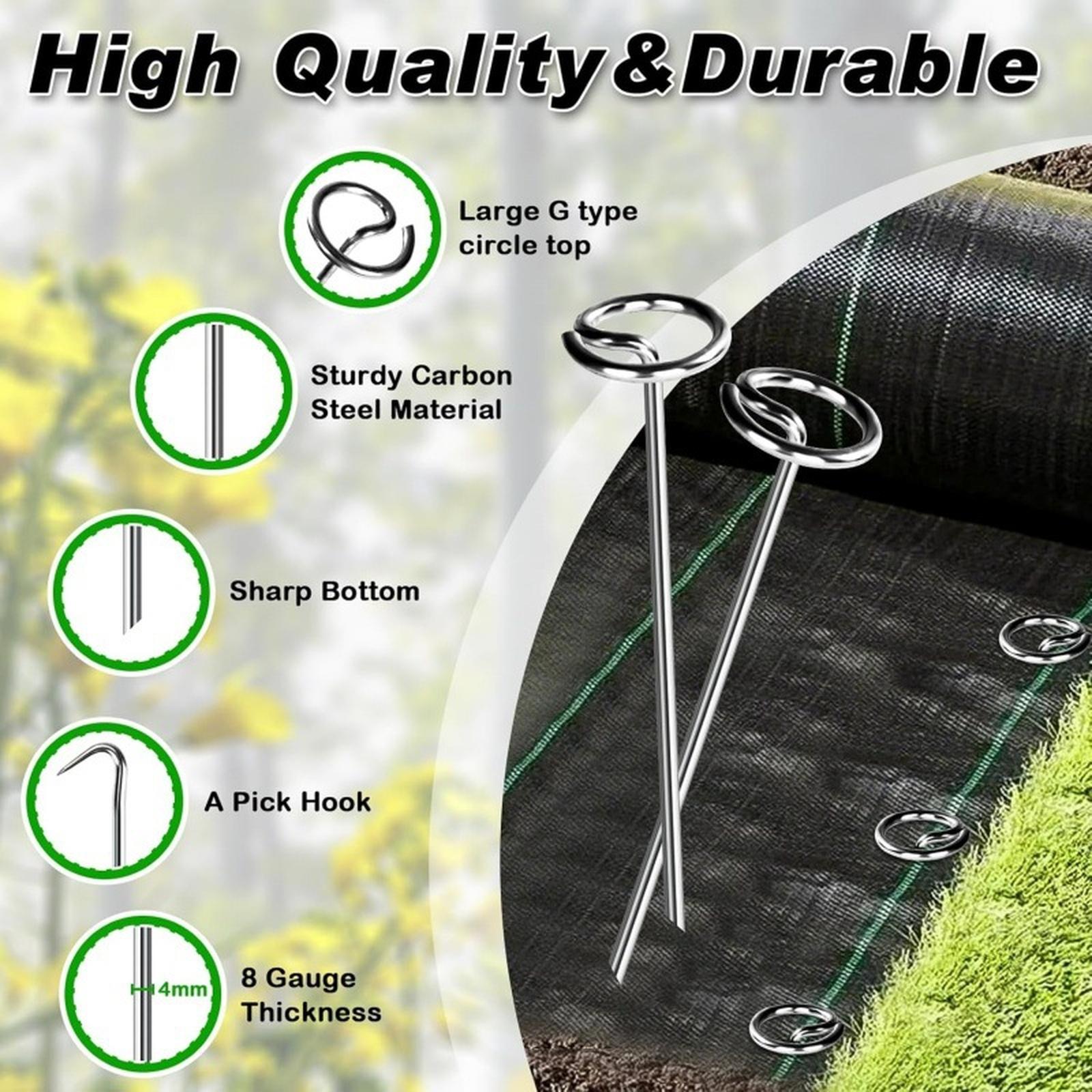 

G-Shaped Landscape Pins 3x150mm Heavy Duty Galvanized Steel Garden Stakes for Lawn Outdoor Tent Canopy Securement Pack of 120 one size срібний